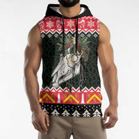 Personalized Anglesey Wales Christmas Sleeveless Hoodie Mari Lwyd Celtic Knot Style - Wonder Print Shop