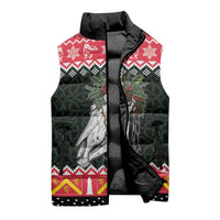 Personalized Anglesey Wales Christmas Sleeveless Puffer Jacket Mari Lwyd Celtic Knot Style - Wonder Print Shop