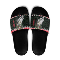 Personalized Anglesey Wales Christmas Slide Sandals Mari Lwyd Celtic Knot Style - Wonder Print Shop