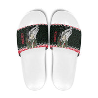 Personalized Anglesey Wales Christmas Slide Sandals Mari Lwyd Celtic Knot Style - Wonder Print Shop