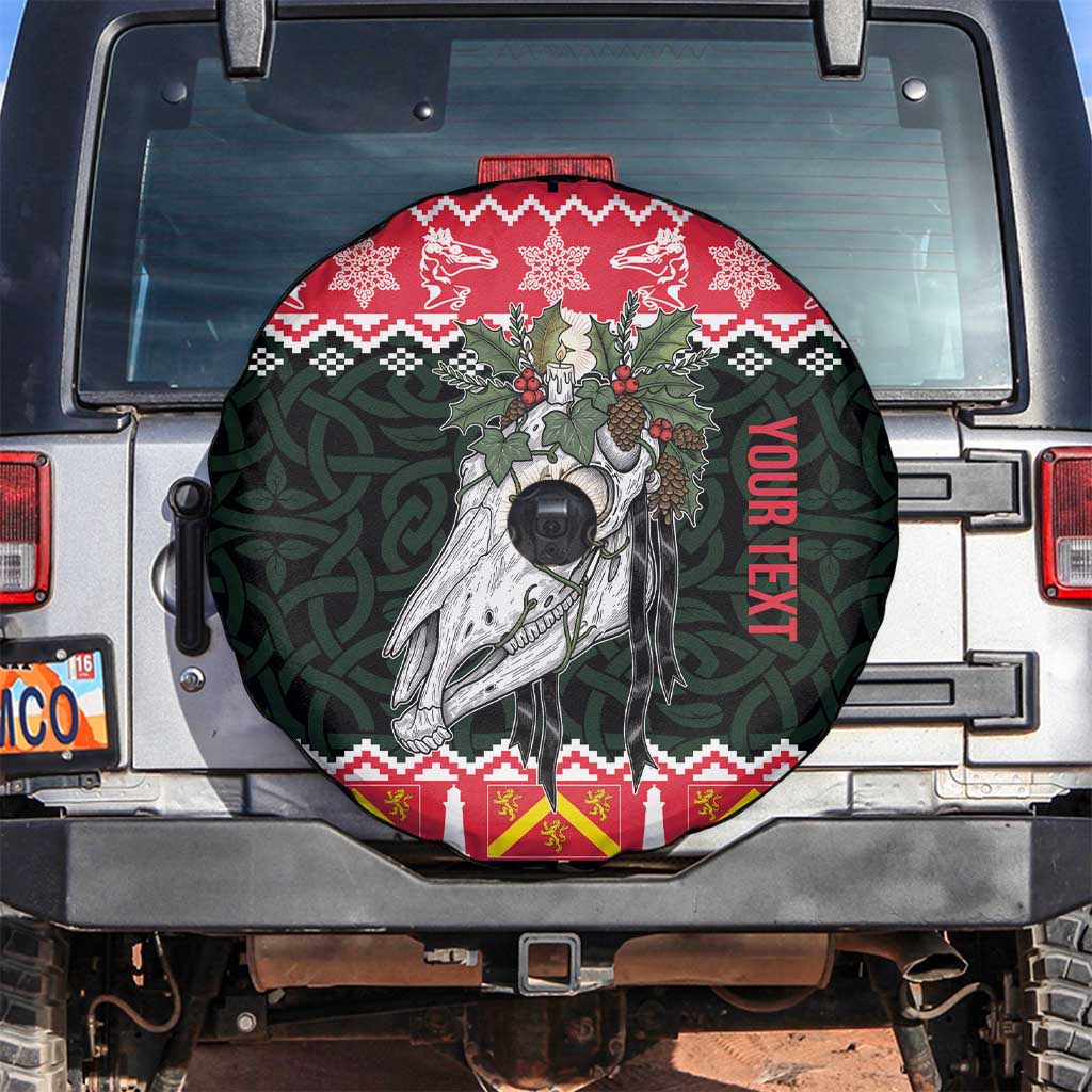 Personalized Anglesey Wales Christmas Spare Tire Cover Mari Lwyd Celtic Knot Style - Wonder Print Shop