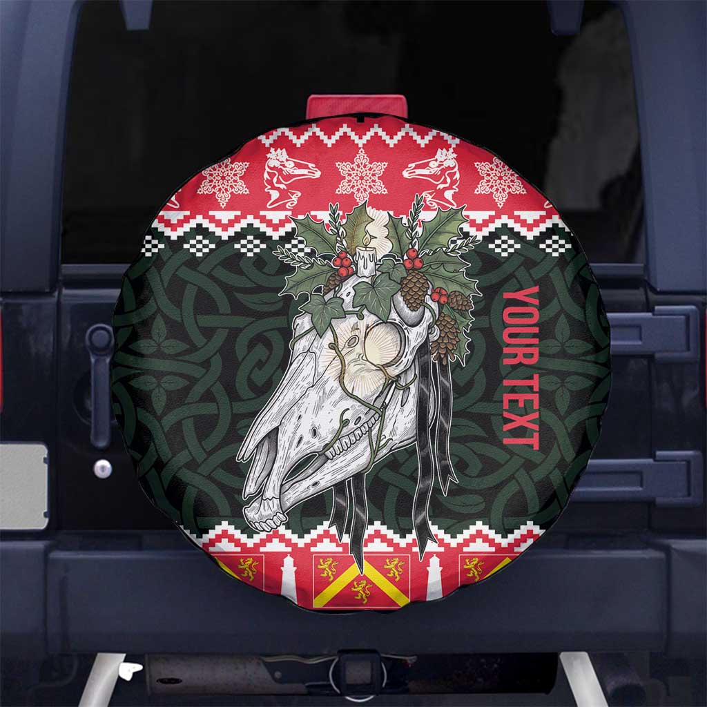 Personalized Anglesey Wales Christmas Spare Tire Cover Mari Lwyd Celtic Knot Style - Wonder Print Shop