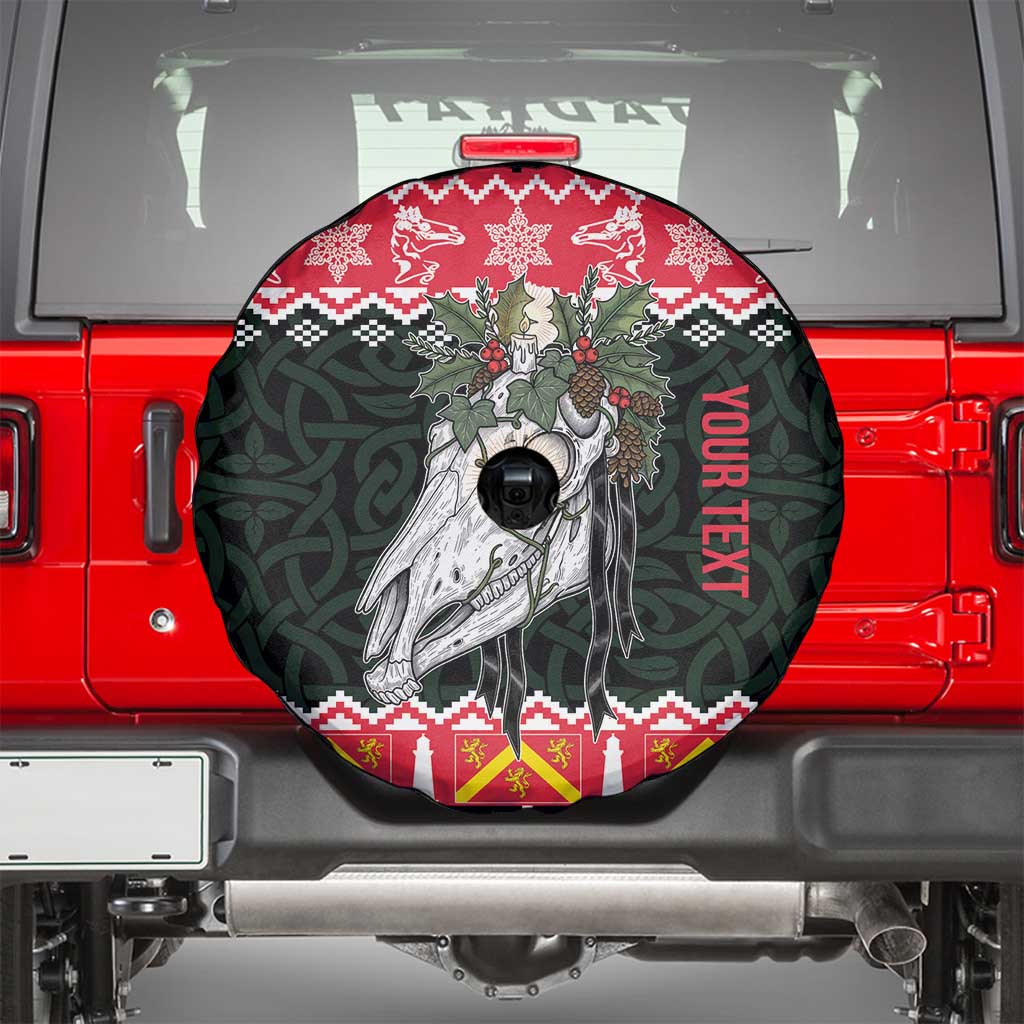 Personalized Anglesey Wales Christmas Spare Tire Cover Mari Lwyd Celtic Knot Style - Wonder Print Shop