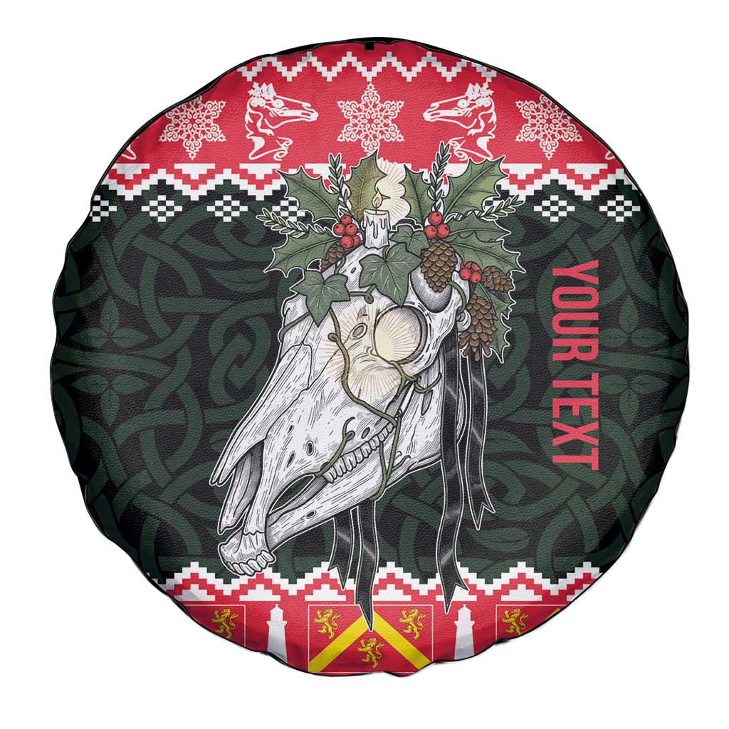 Personalized Anglesey Wales Christmas Spare Tire Cover Mari Lwyd Celtic Knot Style - Wonder Print Shop