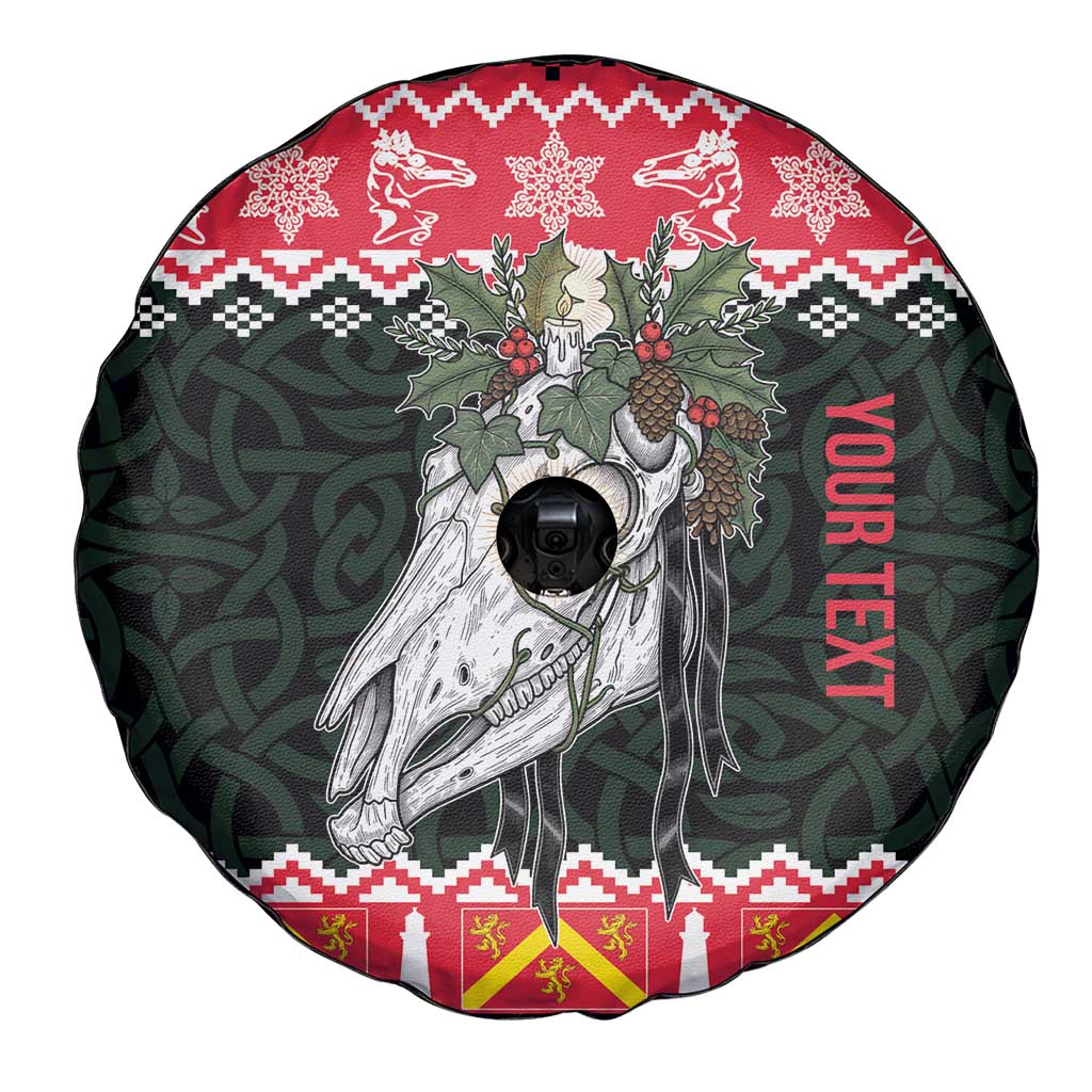 Personalized Anglesey Wales Christmas Spare Tire Cover Mari Lwyd Celtic Knot Style - Wonder Print Shop
