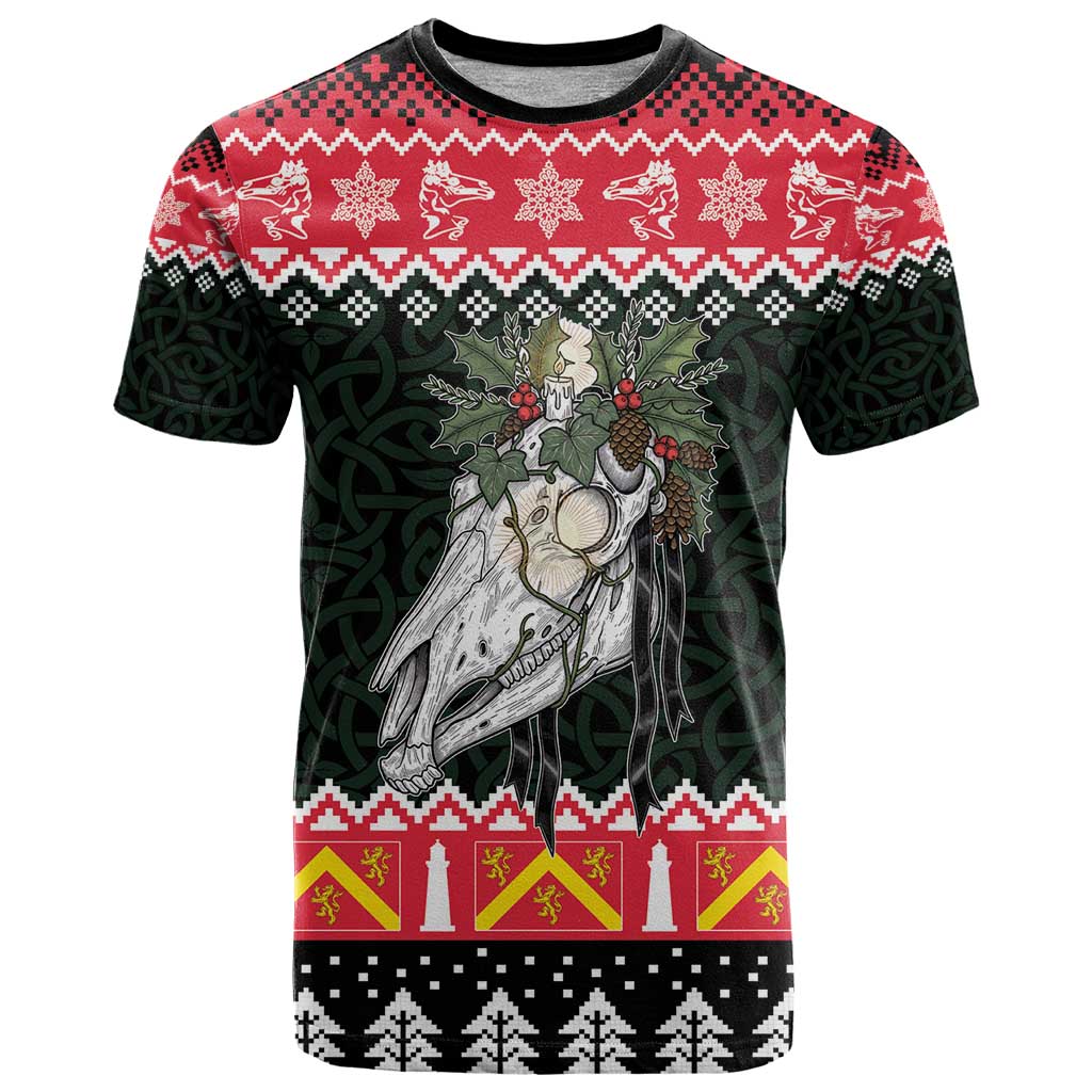 Personalized Anglesey Wales Christmas T Shirt Mari Lwyd Celtic Knot Style - Wonder Print Shop