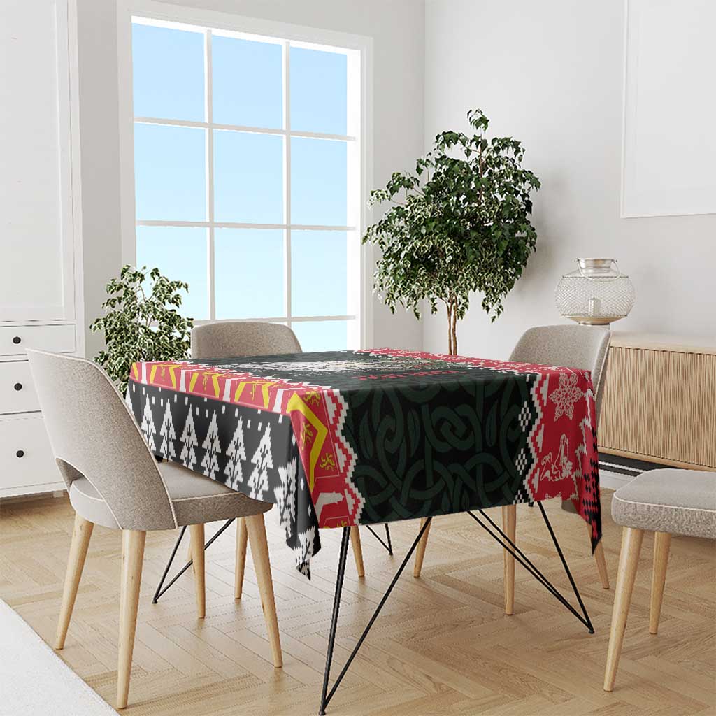 Personalized Anglesey Wales Christmas Tablecloth Mari Lwyd Celtic Knot Style - Wonder Print Shop