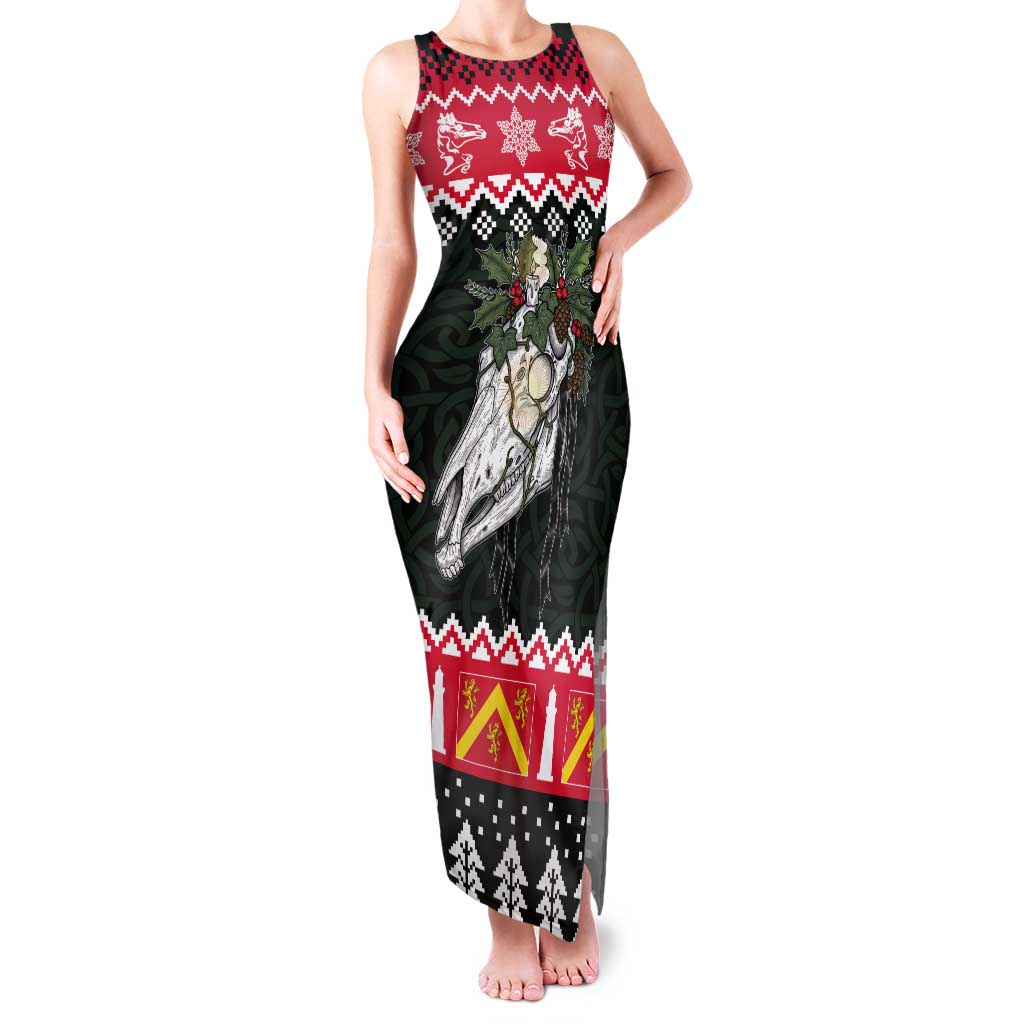Personalized Anglesey Wales Christmas Tank Maxi Dress Mari Lwyd Celtic Knot Style - Wonder Print Shop