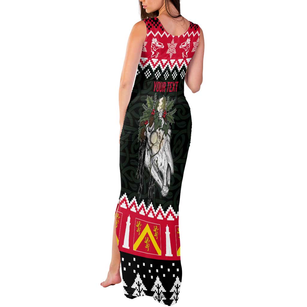 Personalized Anglesey Wales Christmas Tank Maxi Dress Mari Lwyd Celtic Knot Style - Wonder Print Shop