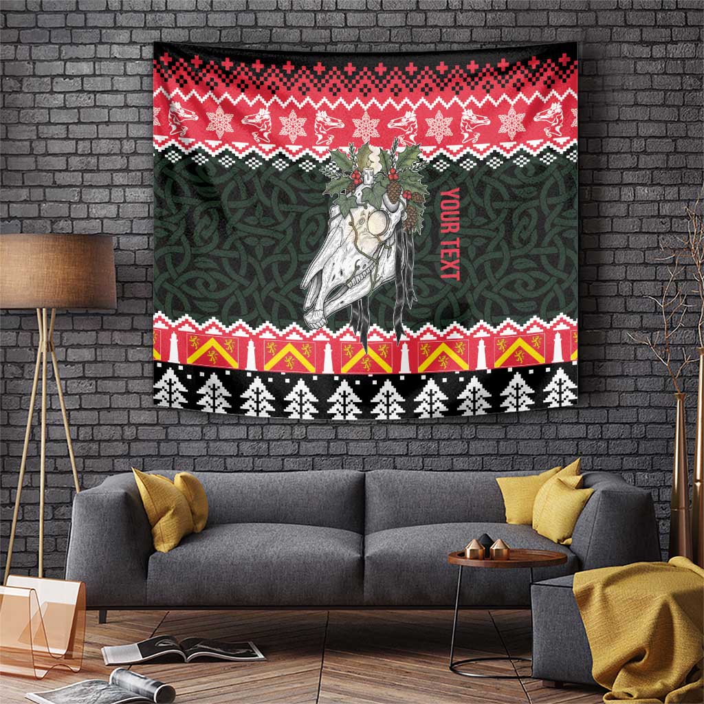 Personalized Anglesey Wales Christmas Tapestry Mari Lwyd Celtic Knot Style - Wonder Print Shop