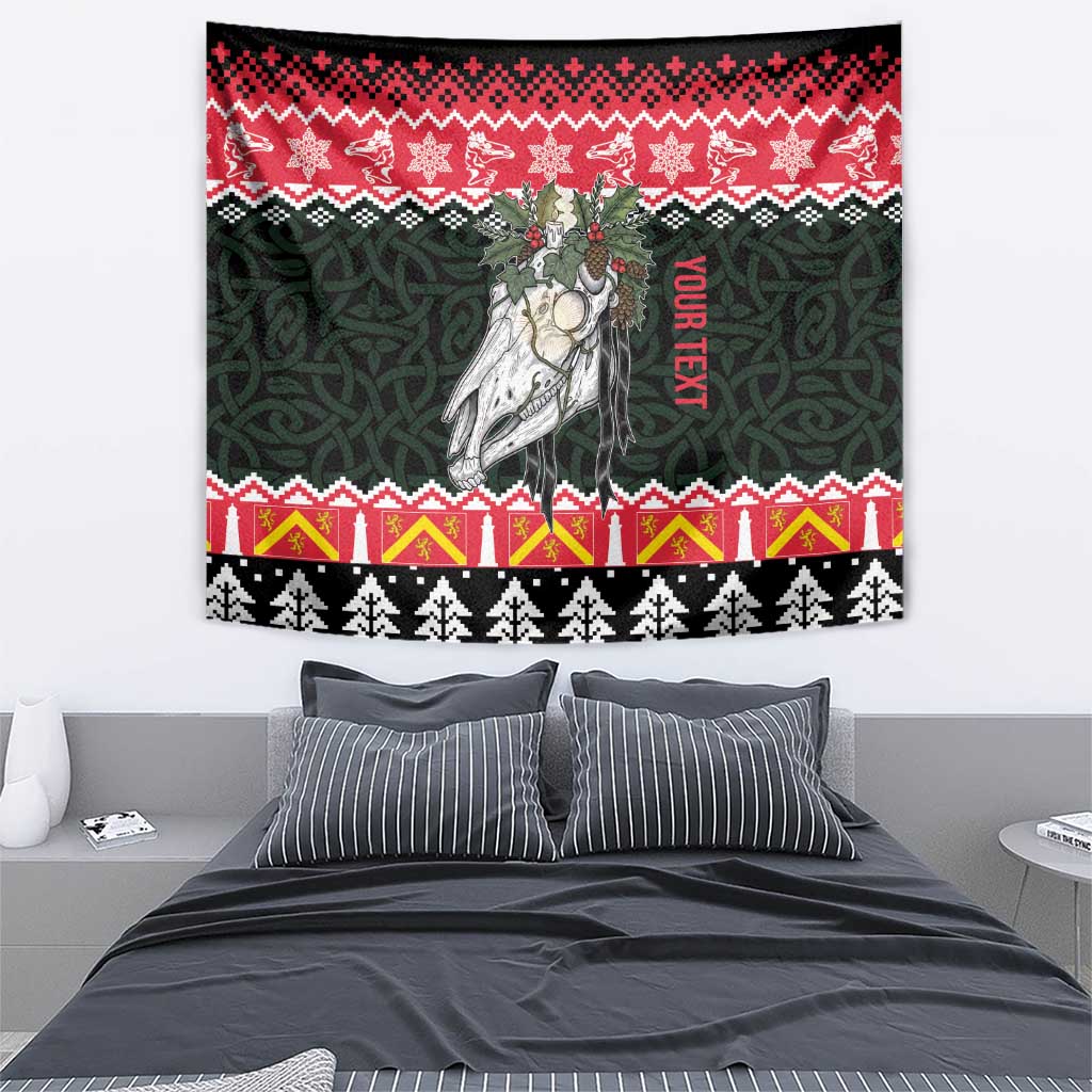 Personalized Anglesey Wales Christmas Tapestry Mari Lwyd Celtic Knot Style - Wonder Print Shop
