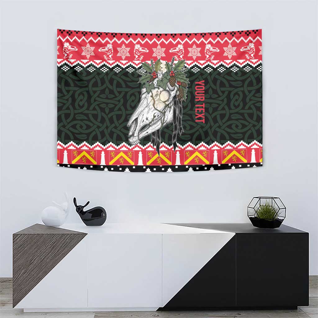 Personalized Anglesey Wales Christmas Tapestry Mari Lwyd Celtic Knot Style - Wonder Print Shop