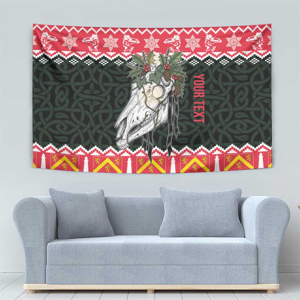 Personalized Anglesey Wales Christmas Tapestry Mari Lwyd Celtic Knot Style - Wonder Print Shop