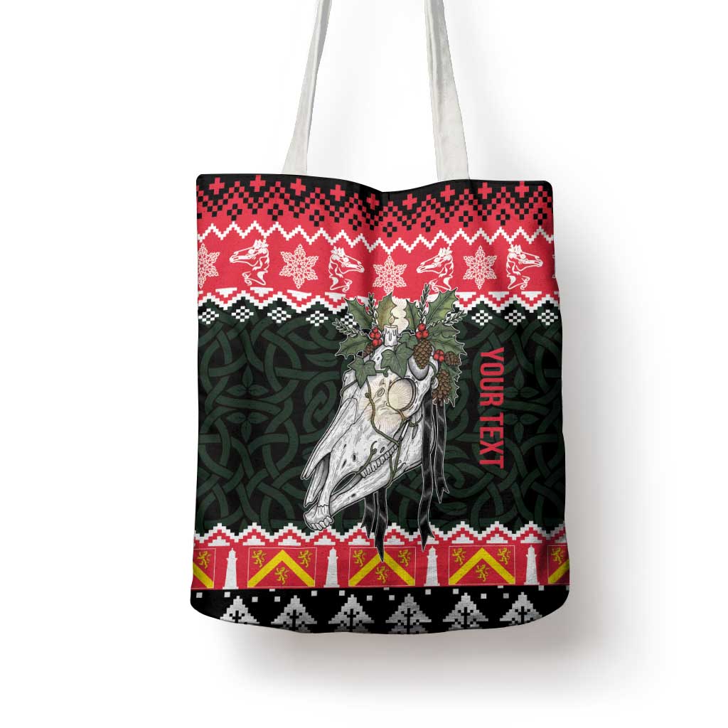 Personalized Anglesey Wales Christmas Tote Bag Mari Lwyd Celtic Knot Style - Wonder Print Shop