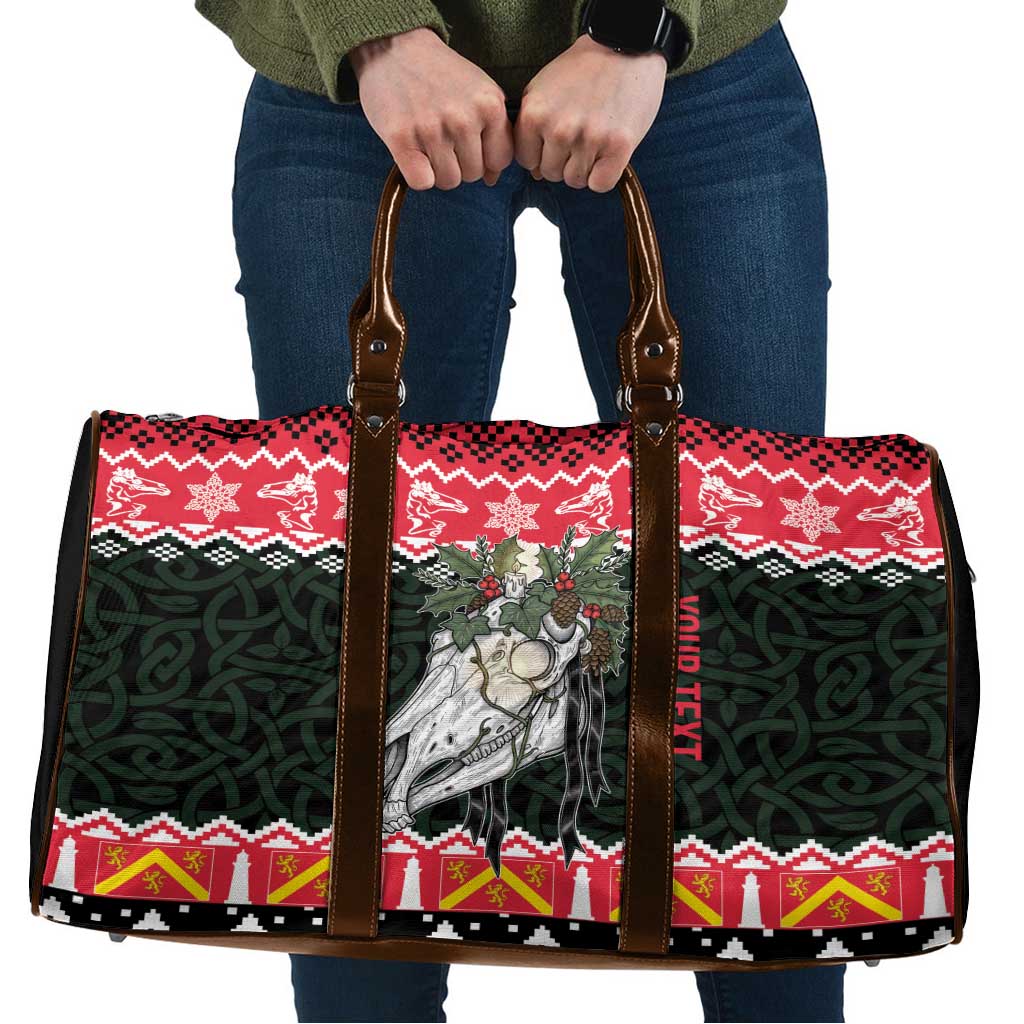 Personalized Anglesey Wales Christmas Travel Bag Mari Lwyd Celtic Knot Style - Wonder Print Shop