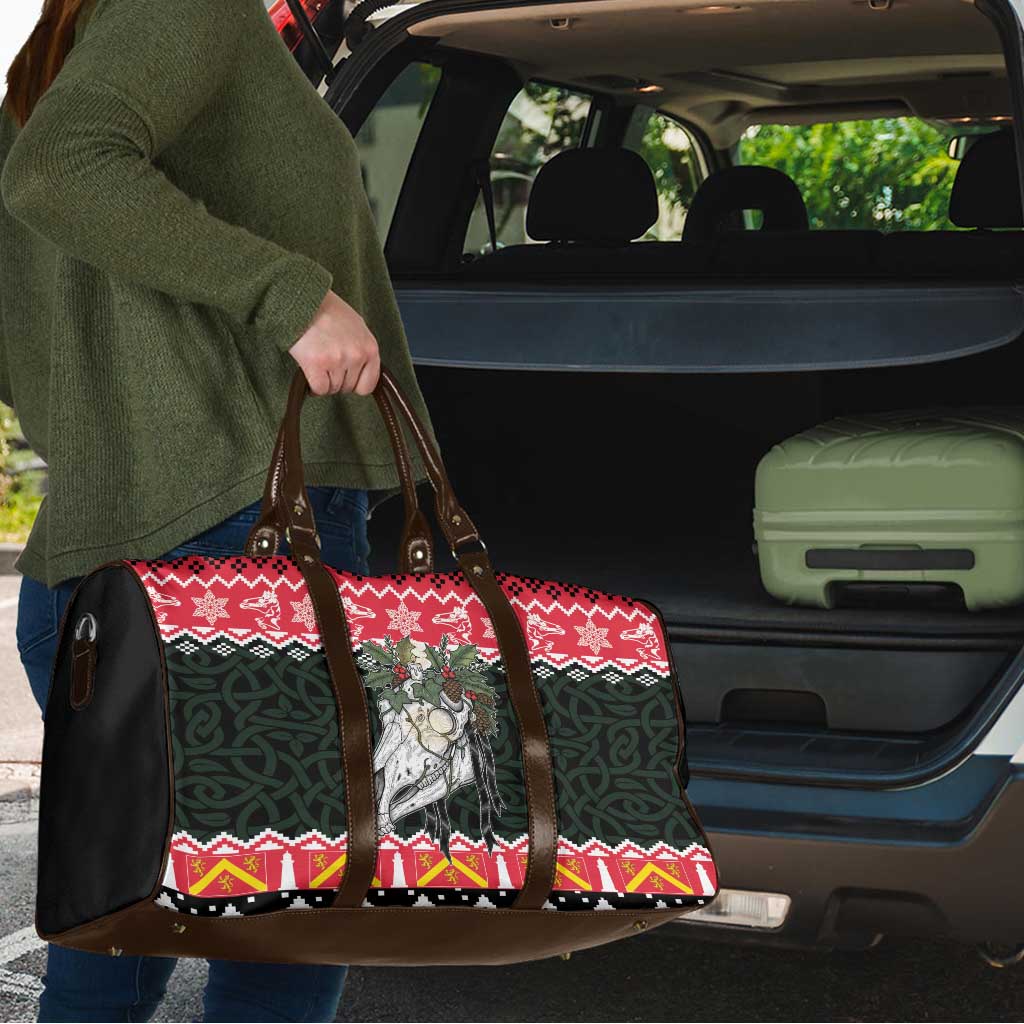 Personalized Anglesey Wales Christmas Travel Bag Mari Lwyd Celtic Knot Style - Wonder Print Shop