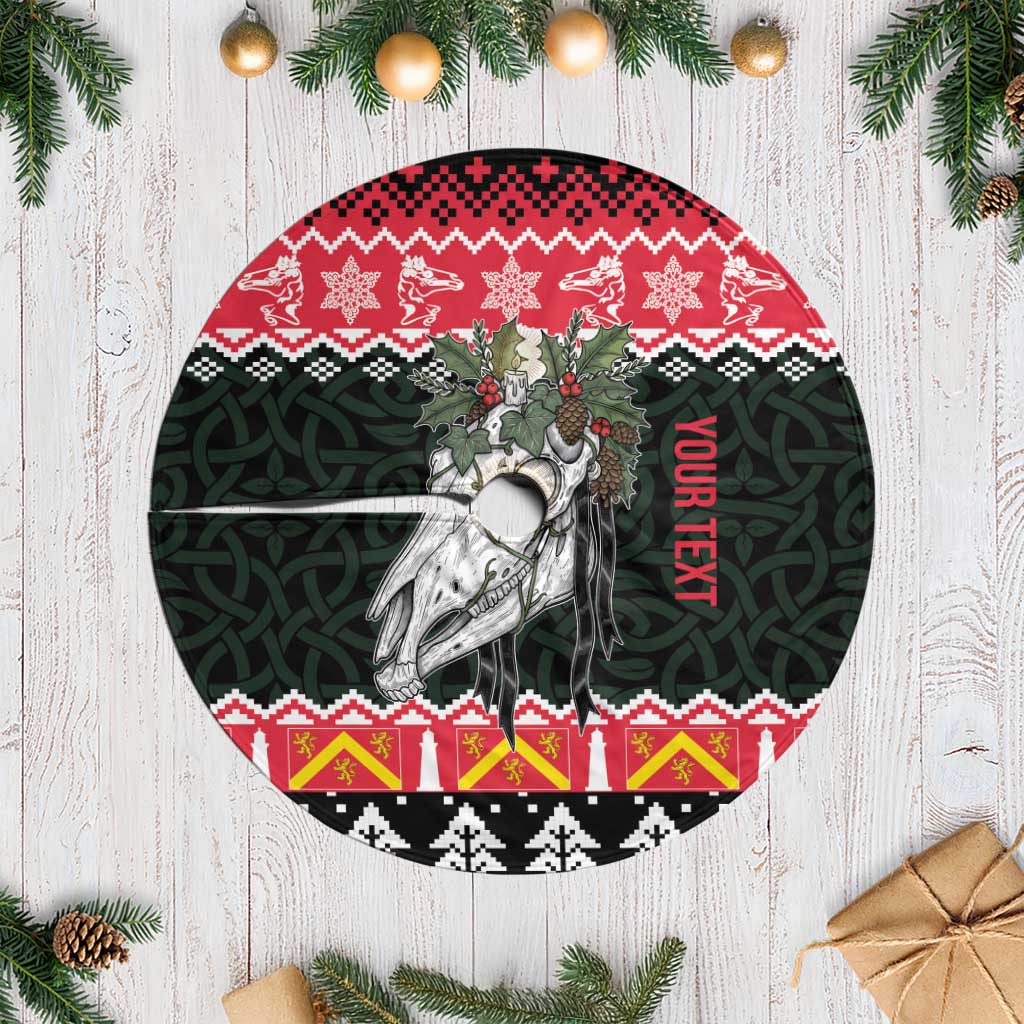 Personalized Anglesey Wales Christmas Tree Skirt Mari Lwyd Celtic Knot Style - Wonder Print Shop