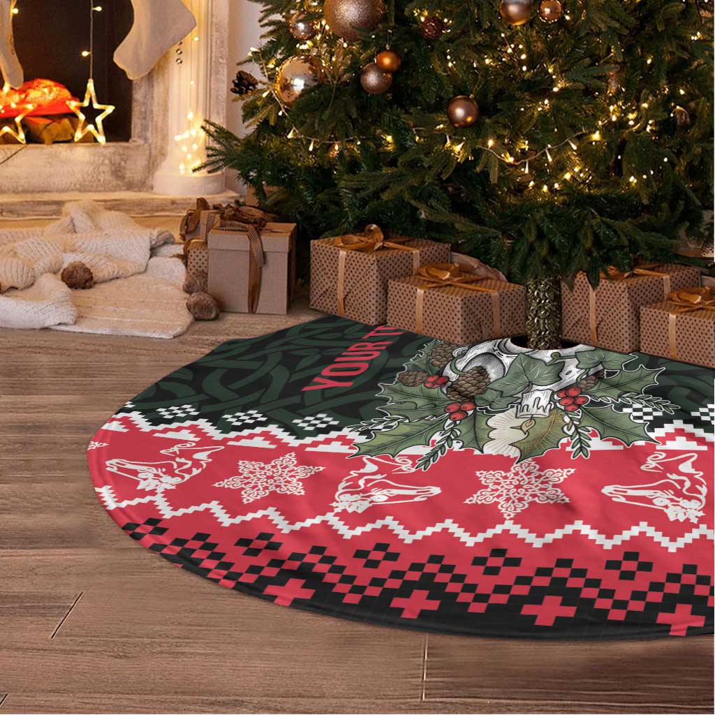 Personalized Anglesey Wales Christmas Tree Skirt Mari Lwyd Celtic Knot Style - Wonder Print Shop