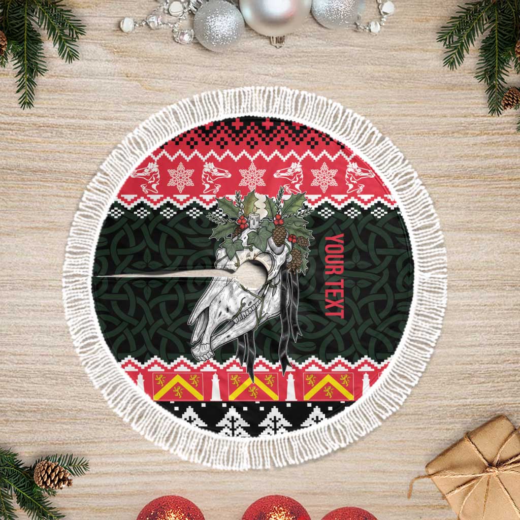 Personalized Anglesey Wales Christmas Tree Skirt Mari Lwyd Celtic Knot Style - Wonder Print Shop