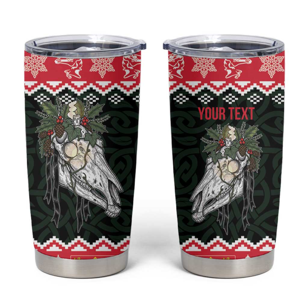 Personalized Anglesey Wales Christmas Tumbler Cup Mari Lwyd Celtic Knot Style - Wonder Print Shop