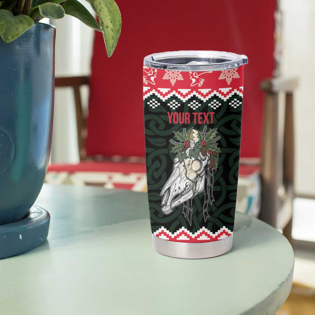 Personalized Anglesey Wales Christmas Tumbler Cup Mari Lwyd Celtic Knot Style - Wonder Print Shop