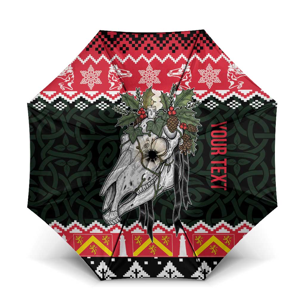 Personalized Anglesey Wales Christmas Umbrella Mari Lwyd Celtic Knot Style - Wonder Print Shop