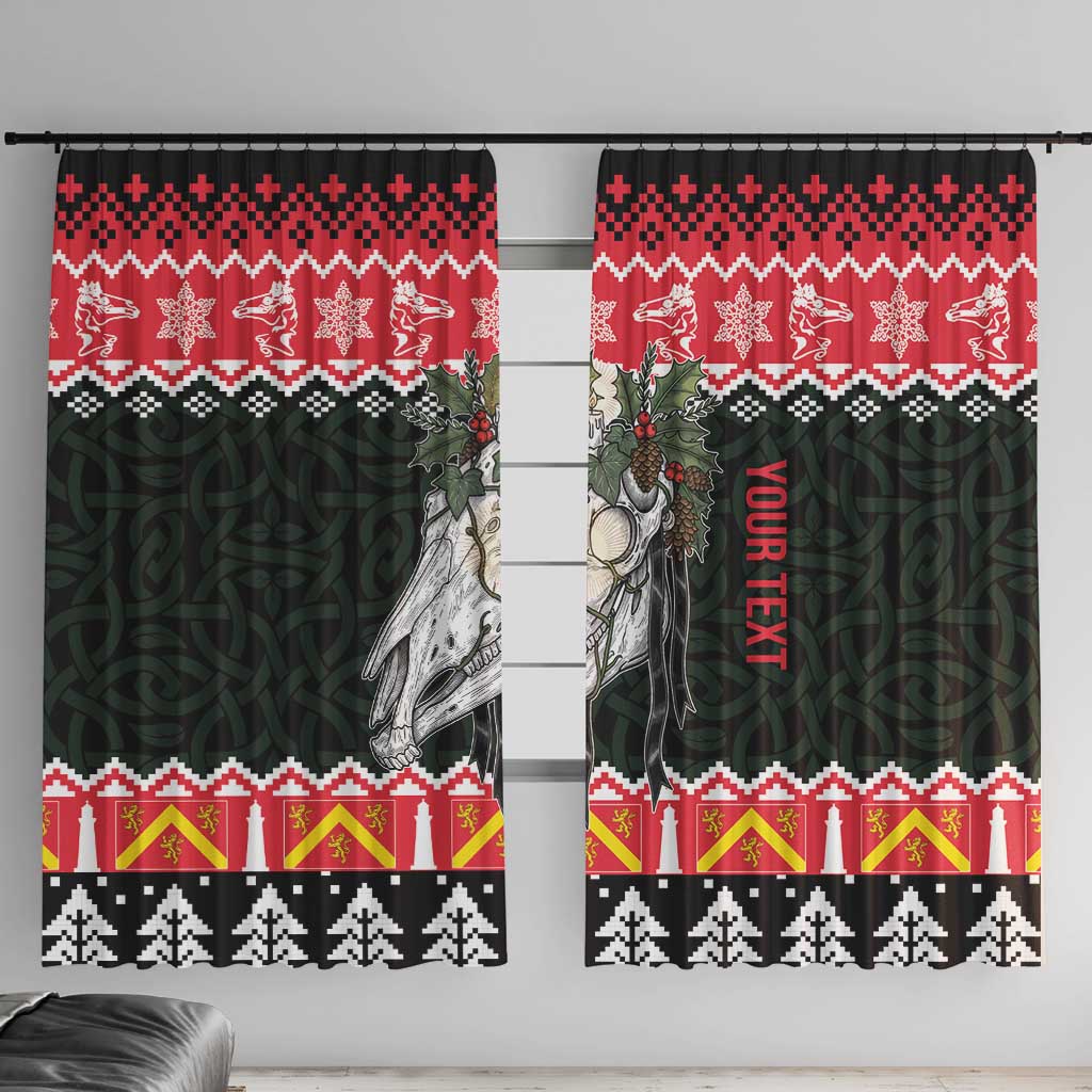 Personalized Anglesey Wales Christmas Window Curtain Mari Lwyd Celtic Knot Style - Wonder Print Shop