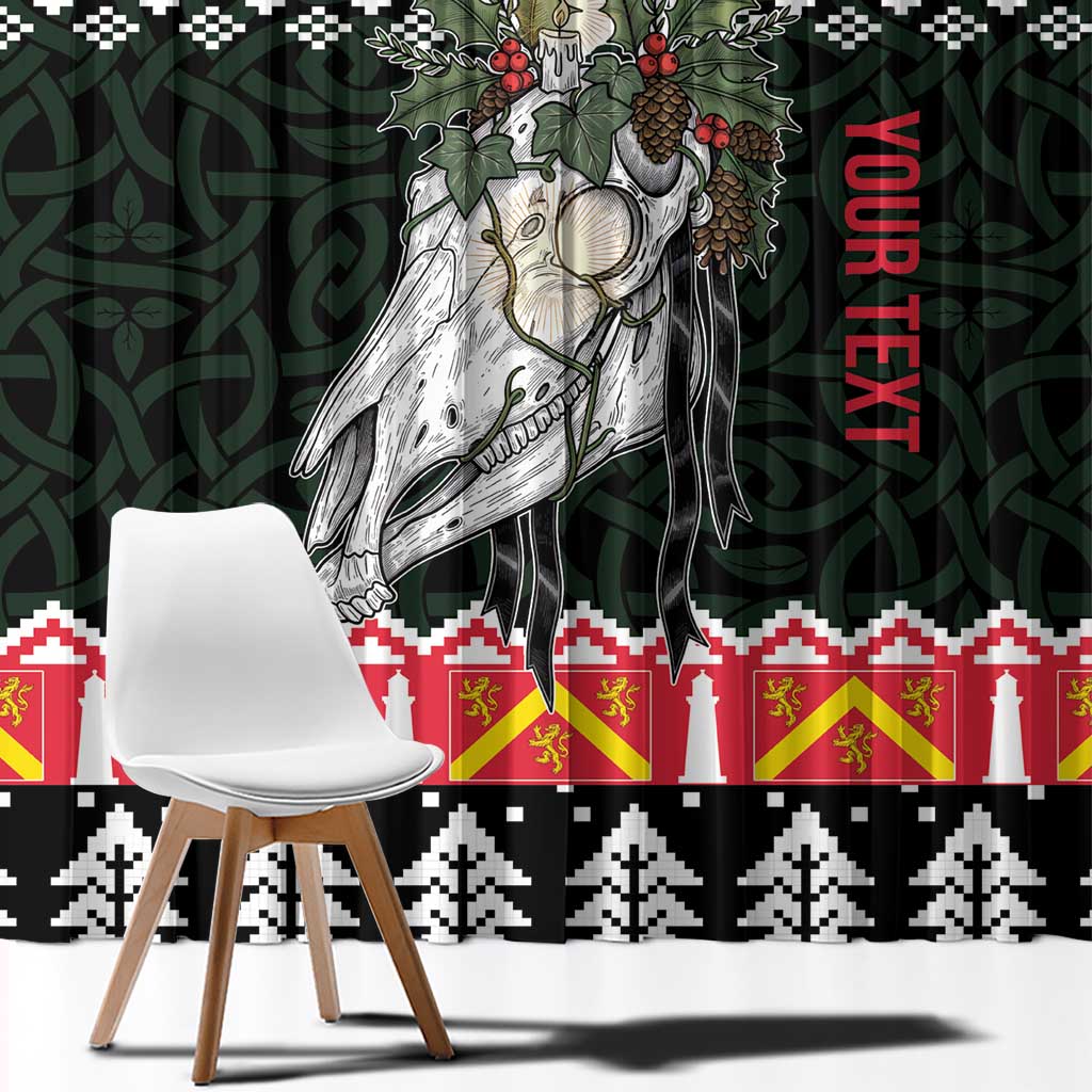 Personalized Anglesey Wales Christmas Window Curtain Mari Lwyd Celtic Knot Style - Wonder Print Shop