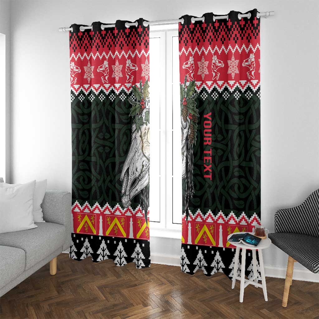 Personalized Anglesey Wales Christmas Window Curtain Mari Lwyd Celtic Knot Style - Wonder Print Shop