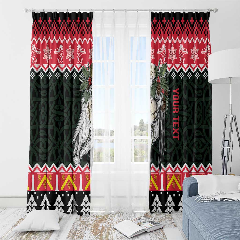Personalized Anglesey Wales Christmas Window Curtain Mari Lwyd Celtic Knot Style - Wonder Print Shop