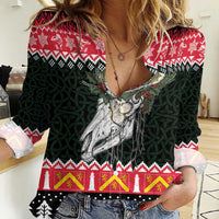 Personalized Anglesey Wales Christmas Women Casual Shirt Mari Lwyd Celtic Knot Style - Wonder Print Shop