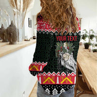 Personalized Anglesey Wales Christmas Women Casual Shirt Mari Lwyd Celtic Knot Style - Wonder Print Shop