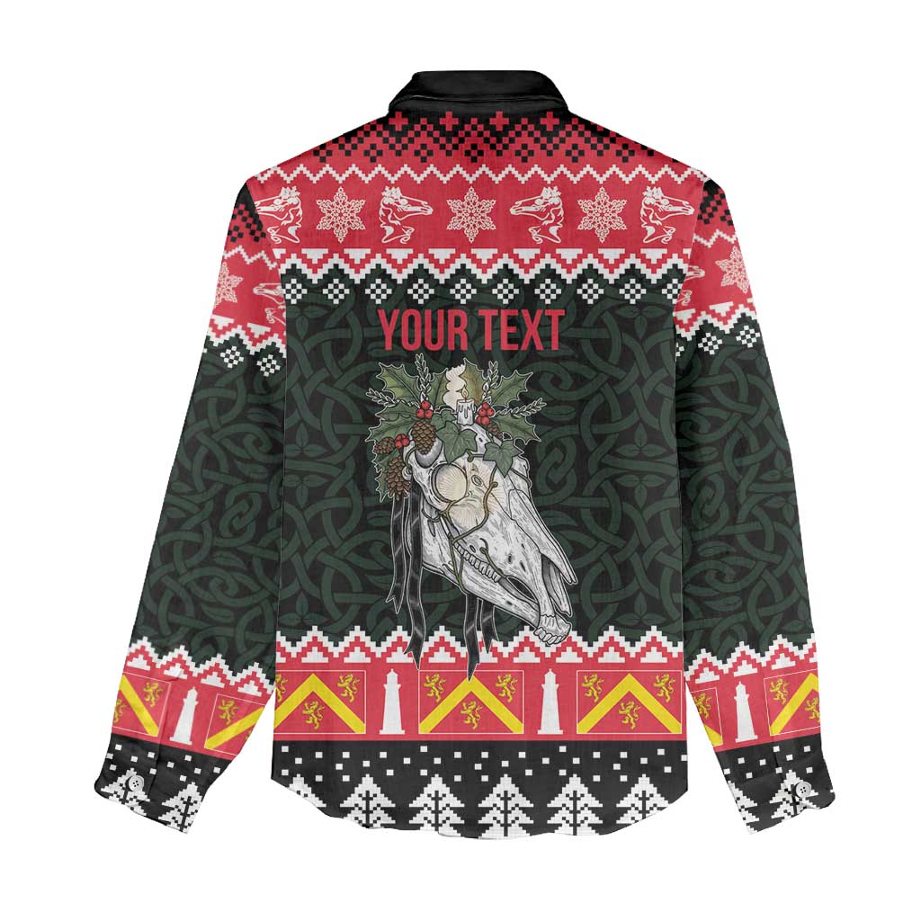 Personalized Anglesey Wales Christmas Women Casual Shirt Mari Lwyd Celtic Knot Style - Wonder Print Shop