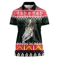 Personalized Anglesey Wales Christmas Women Polo Shirt Mari Lwyd Celtic Knot Style - Wonder Print Shop