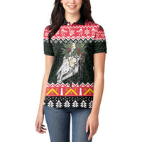 Personalized Anglesey Wales Christmas Women Polo Shirt Mari Lwyd Celtic Knot Style - Wonder Print Shop