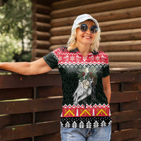 Personalized Anglesey Wales Christmas Women Polo Shirt Mari Lwyd Celtic Knot Style - Wonder Print Shop