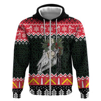 Personalized Anglesey Wales Christmas Zip Hoodie Mari Lwyd Celtic Knot Style - Wonder Print Shop