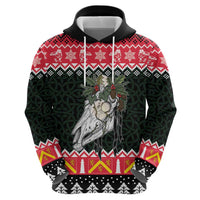 Personalized Anglesey Wales Christmas Zip Hoodie Mari Lwyd Celtic Knot Style - Wonder Print Shop