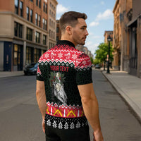 Personalized Anglesey Wales Christmas Zipper Polo Shirt Mari Lwyd Celtic Knot Style - Wonder Print Shop