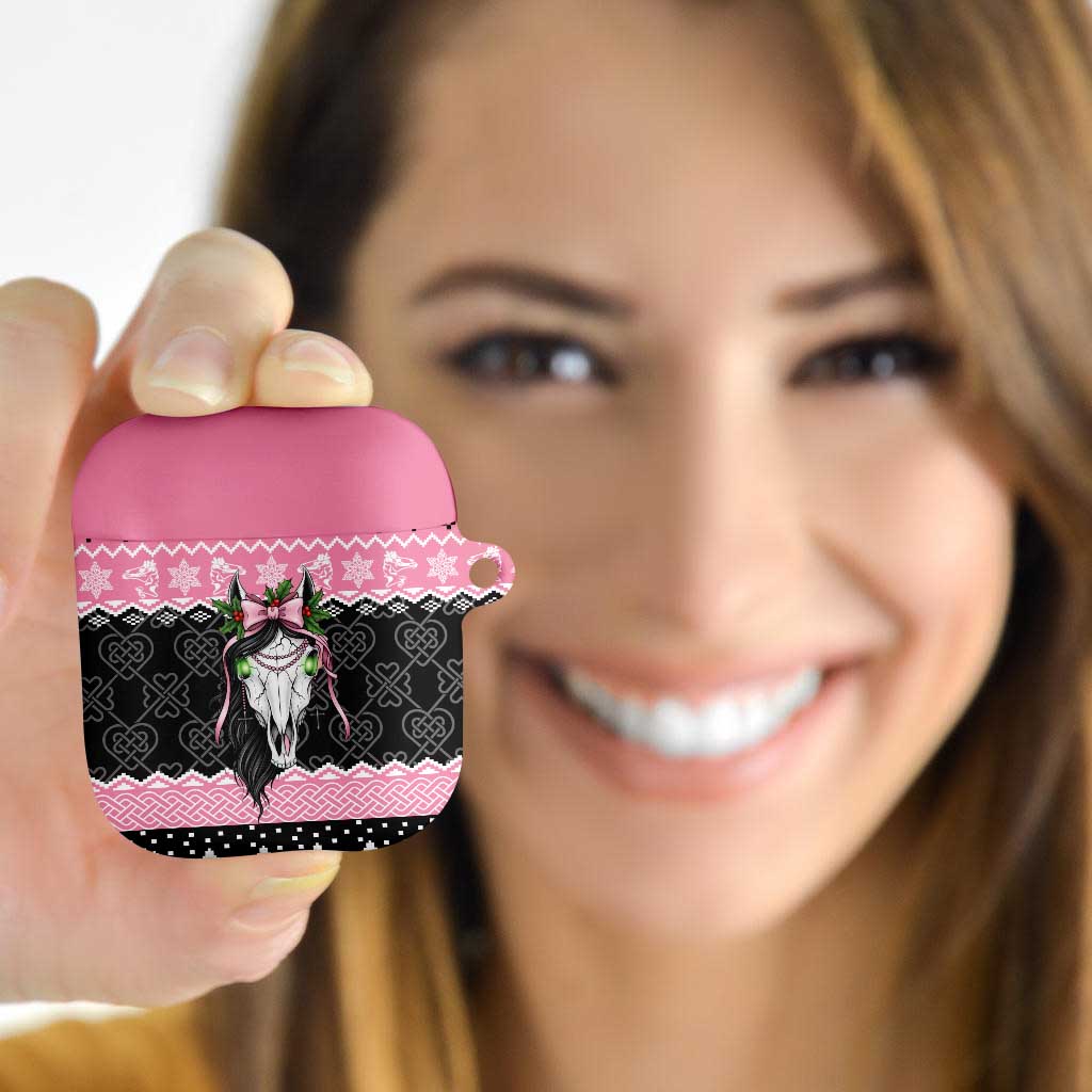 Anglesey Wales Christmas AirPods Case Pink Mari Lwyd Welsh Celtic Knot - Wonder Print Shop