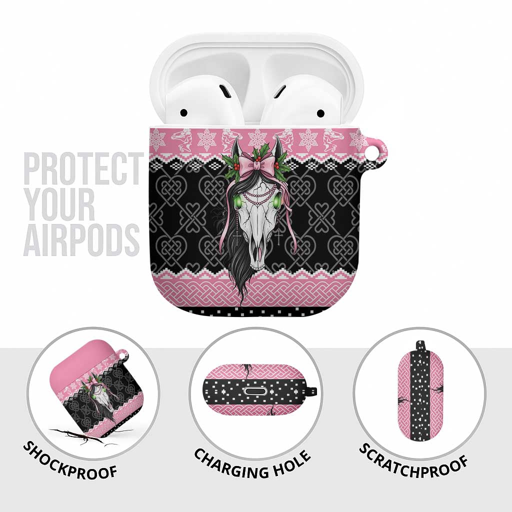 Anglesey Wales Christmas AirPods Case Pink Mari Lwyd Welsh Celtic Knot - Wonder Print Shop