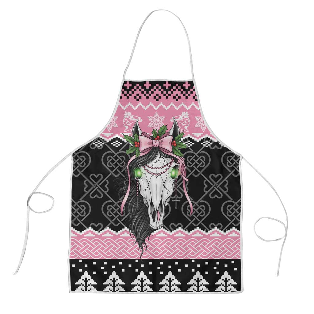 Anglesey Wales Christmas Apron Pink Mari Lwyd Welsh Celtic Knot - Wonder Print Shop