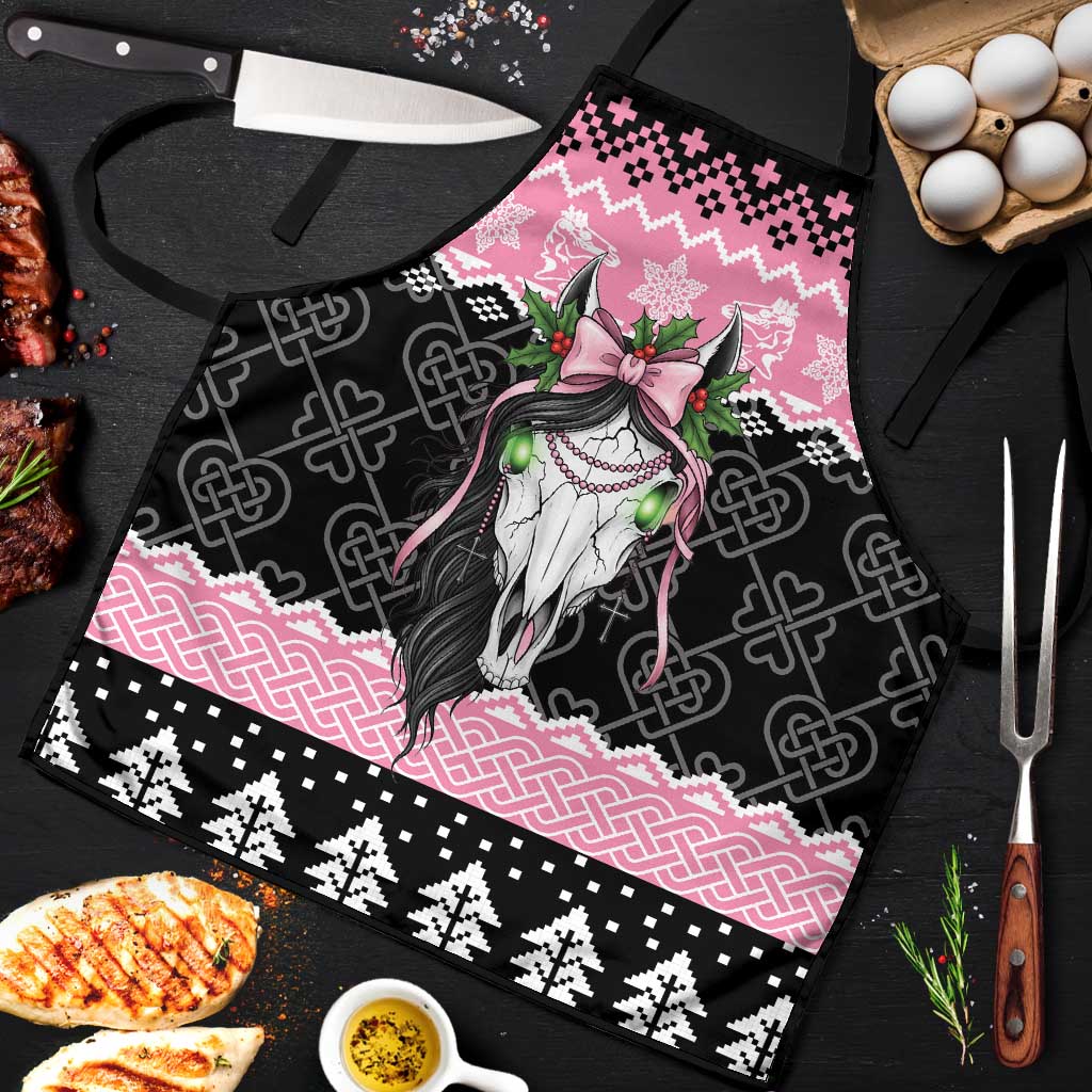 Anglesey Wales Christmas Apron Pink Mari Lwyd Welsh Celtic Knot - Wonder Print Shop