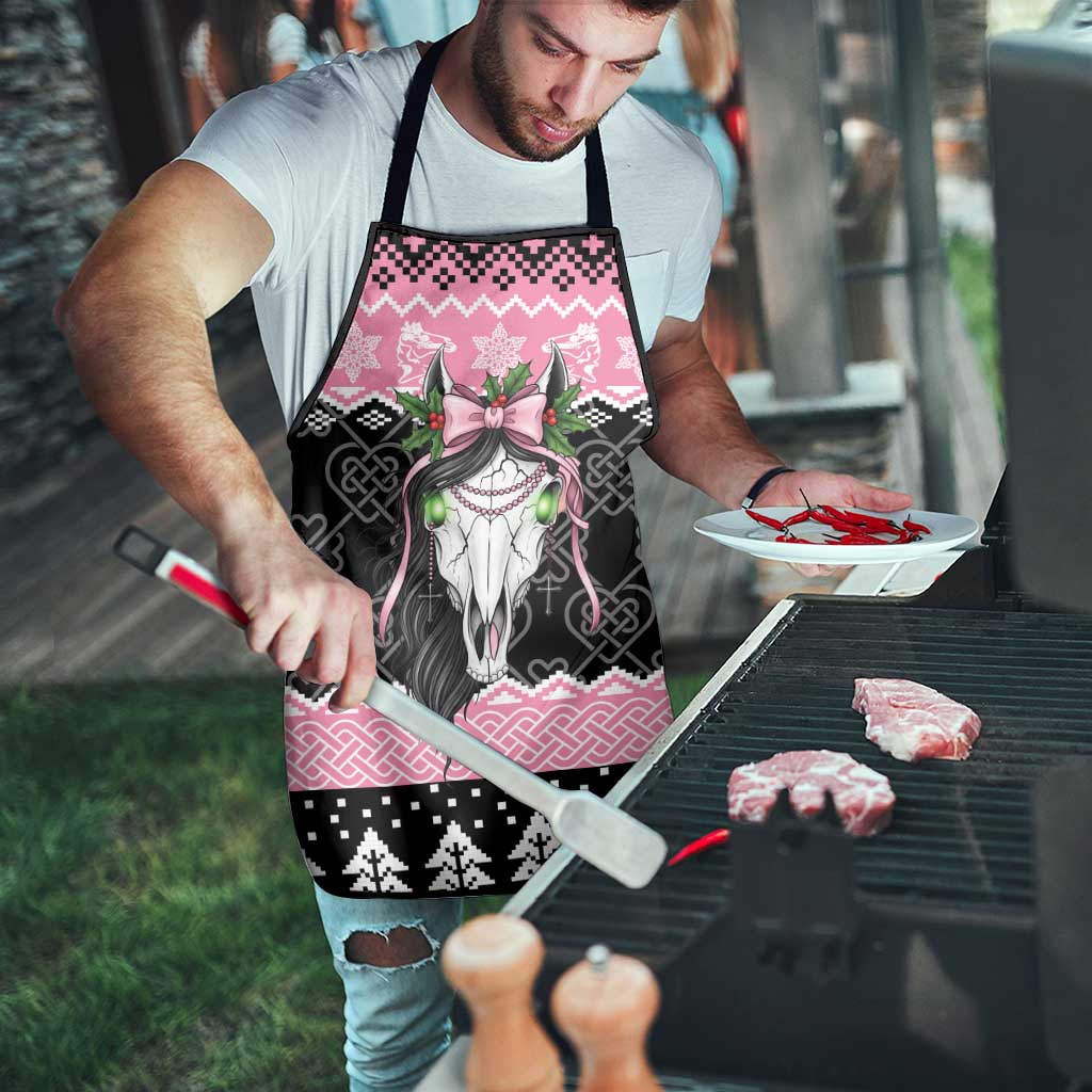 Anglesey Wales Christmas Apron Pink Mari Lwyd Welsh Celtic Knot - Wonder Print Shop