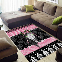 Anglesey Wales Christmas Area Rug Pink Mari Lwyd Welsh Celtic Knot - Wonder Print Shop