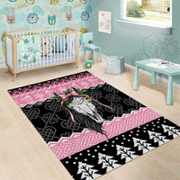 Anglesey Wales Christmas Area Rug Pink Mari Lwyd Welsh Celtic Knot - Wonder Print Shop