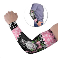Anglesey Wales Christmas Arm Sleeves Pink Mari Lwyd Welsh Celtic Knot - Wonder Print Shop