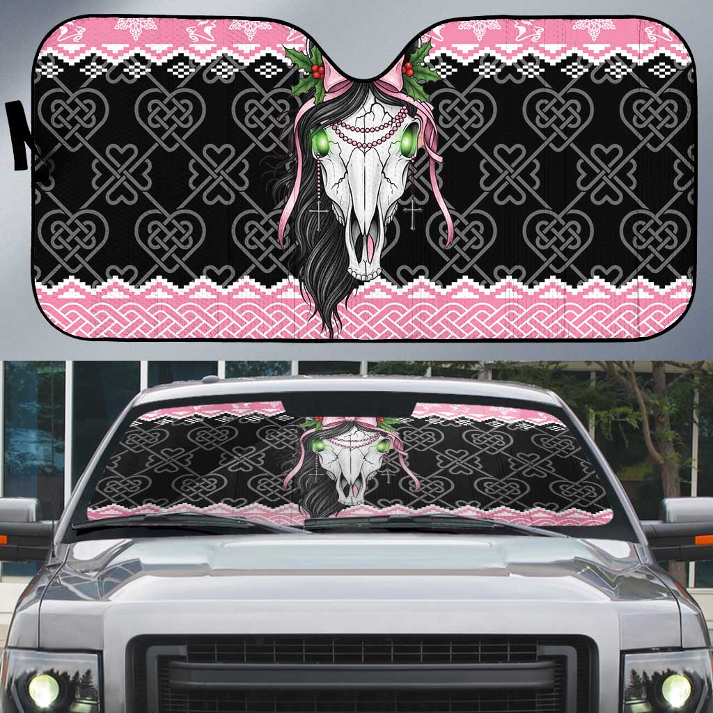 Anglesey Wales Christmas Auto Sun Shade Pink Mari Lwyd Welsh Celtic Knot - Wonder Print Shop
