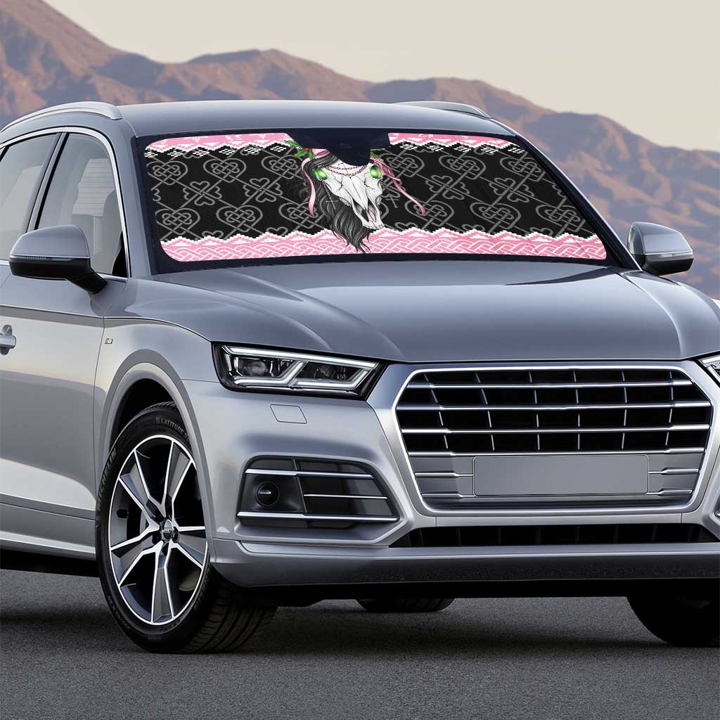 Anglesey Wales Christmas Auto Sun Shade Pink Mari Lwyd Welsh Celtic Knot - Wonder Print Shop