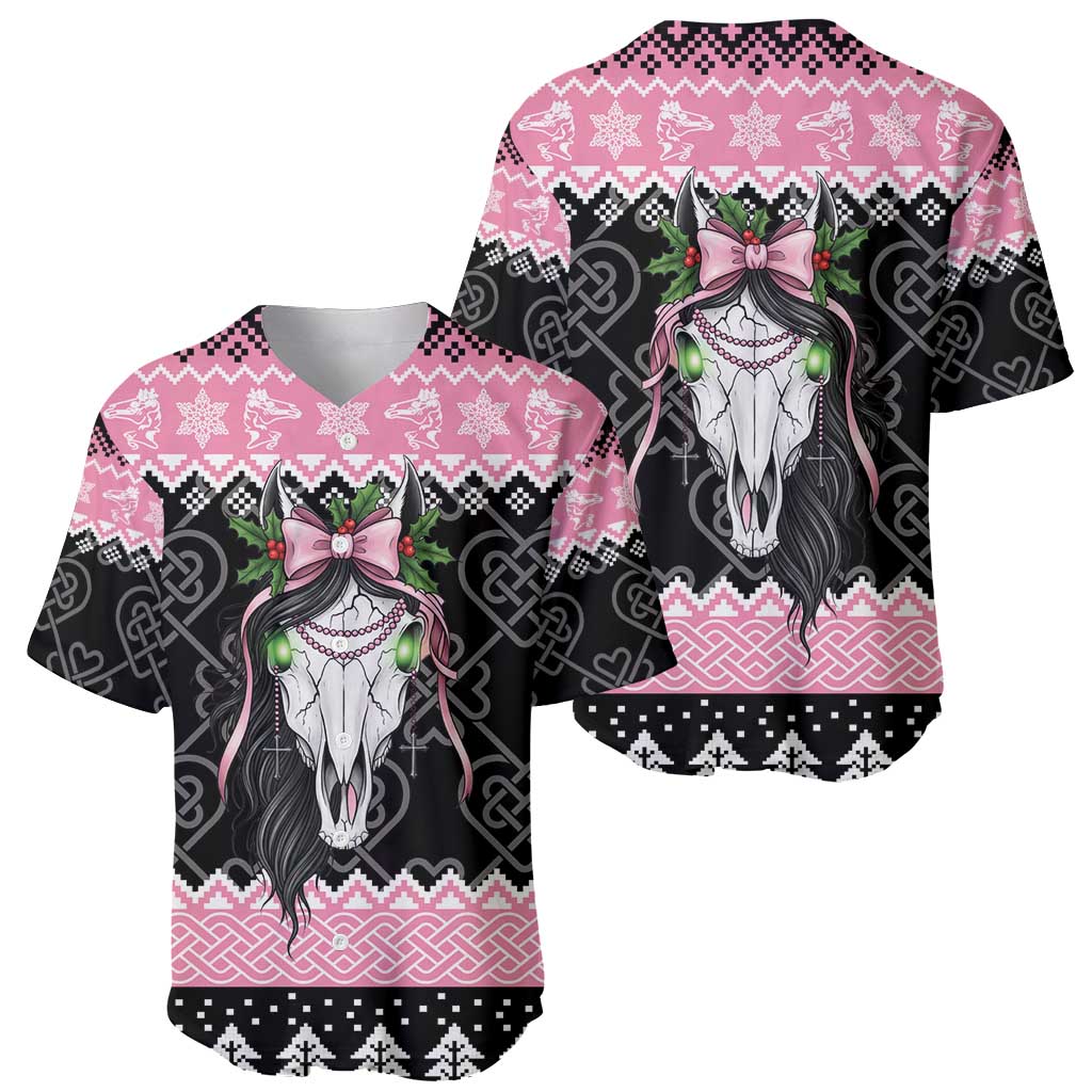 Anglesey Wales Christmas Baseball Jersey Pink Mari Lwyd Welsh Celtic Knot - Wonder Print Shop